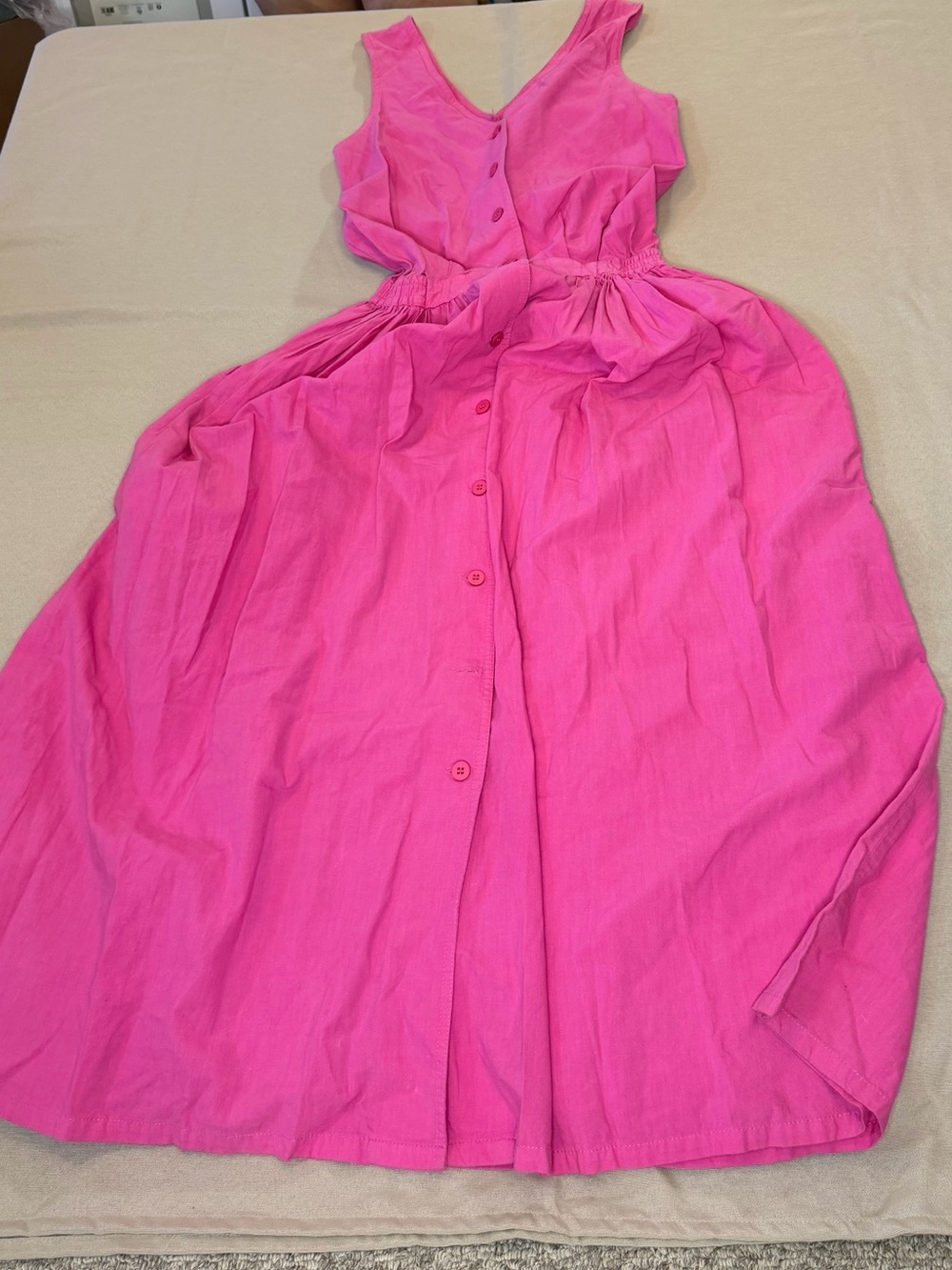 Woolrich Hot Pink Button-Front Sleeveless Cotton Dress - Picture 1 of 3
